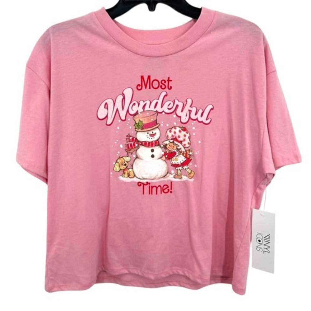 Vinyl Icons‎ Strawberry Shortcake Holiday Most Wonderful Time Pink Crop Top NWT